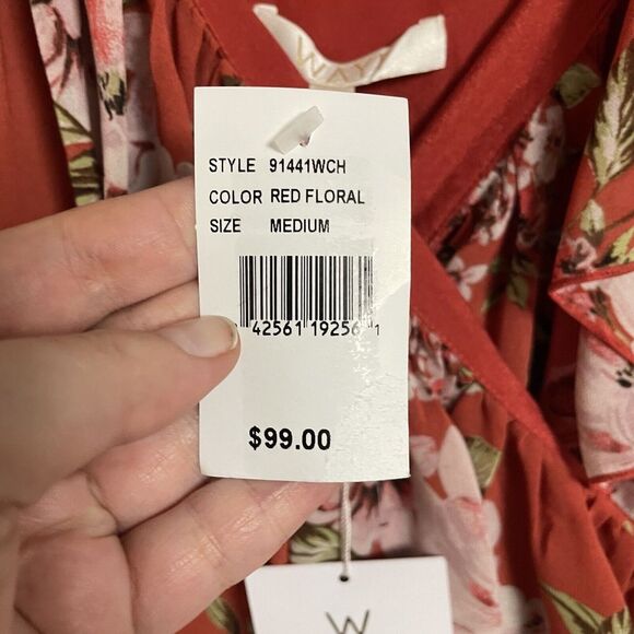 WAYF Dress Medium Nanette Floral True Wrap Cold Shoulder Beach Hawaii Cruise - Picture 3 of 13